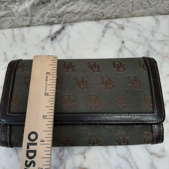 Dooney Bourke Wallet Brown Canvas Leather Trifold Checkbook Organizer Clutch - Picture 12 of 12